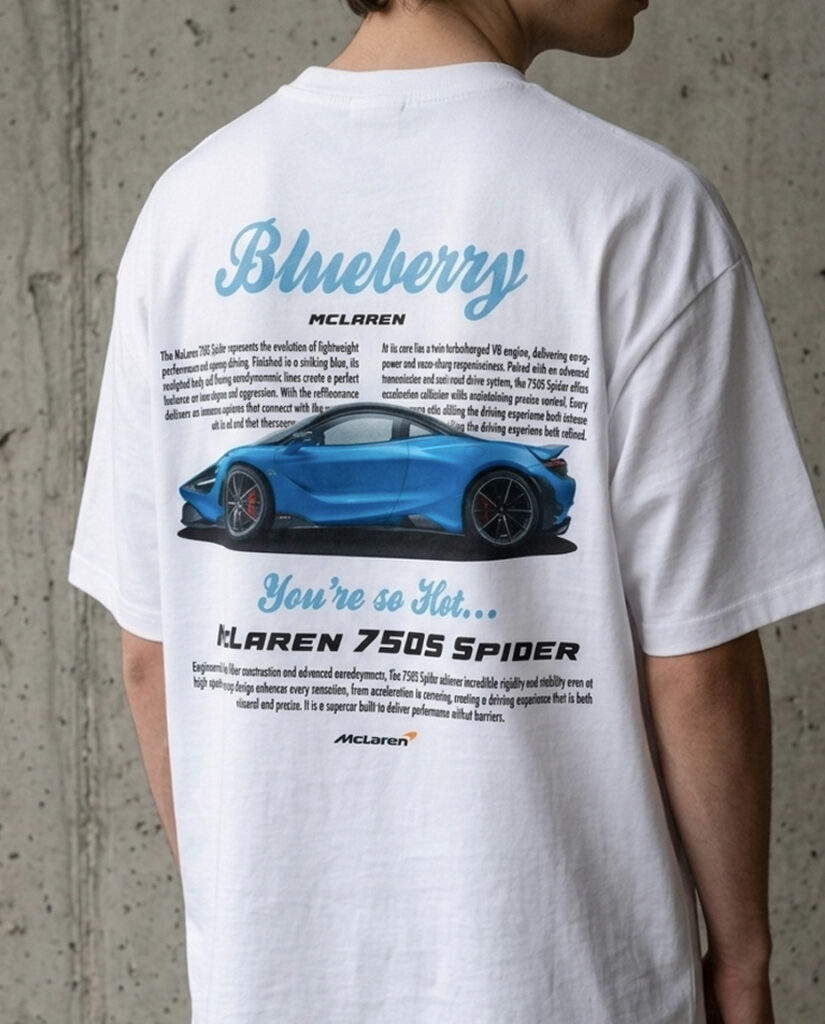 koszulka z McLarenem 750S Spider – Blueberry Cartee