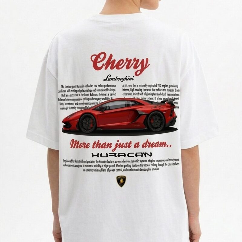 koszulka Cherry Lamborghini Huracan STJ widok z tyłu – Cartee.pl